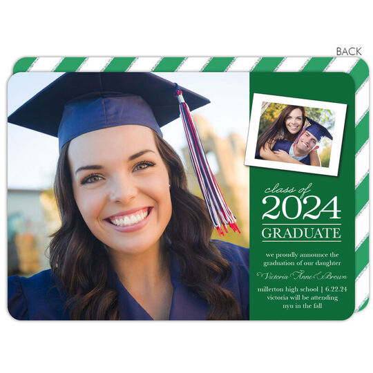 Green Classic Snapshot Graduation Photo Announcements